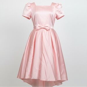 NEW Pink A Line Short Sleeve Satin Formal Dress Junior Size 16